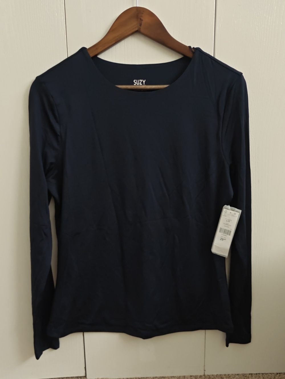 Suzy Shier Navy Long Sleeve Crew Neck Top